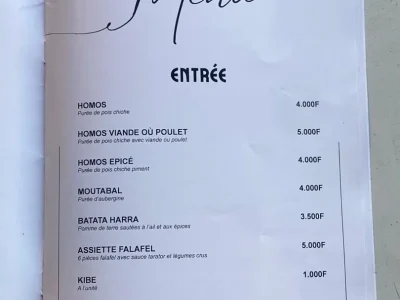 Entrées orientales — Plats & Boissons