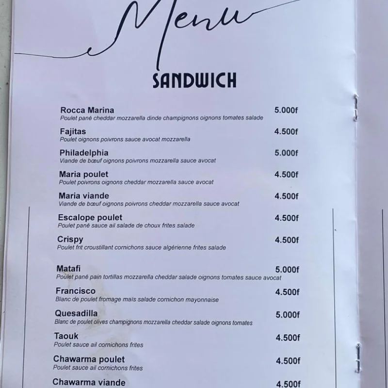 Sandwich gourmand — Rocca Marina, Almadies Dakar
